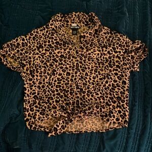 Cheetah print top with tie at waist
